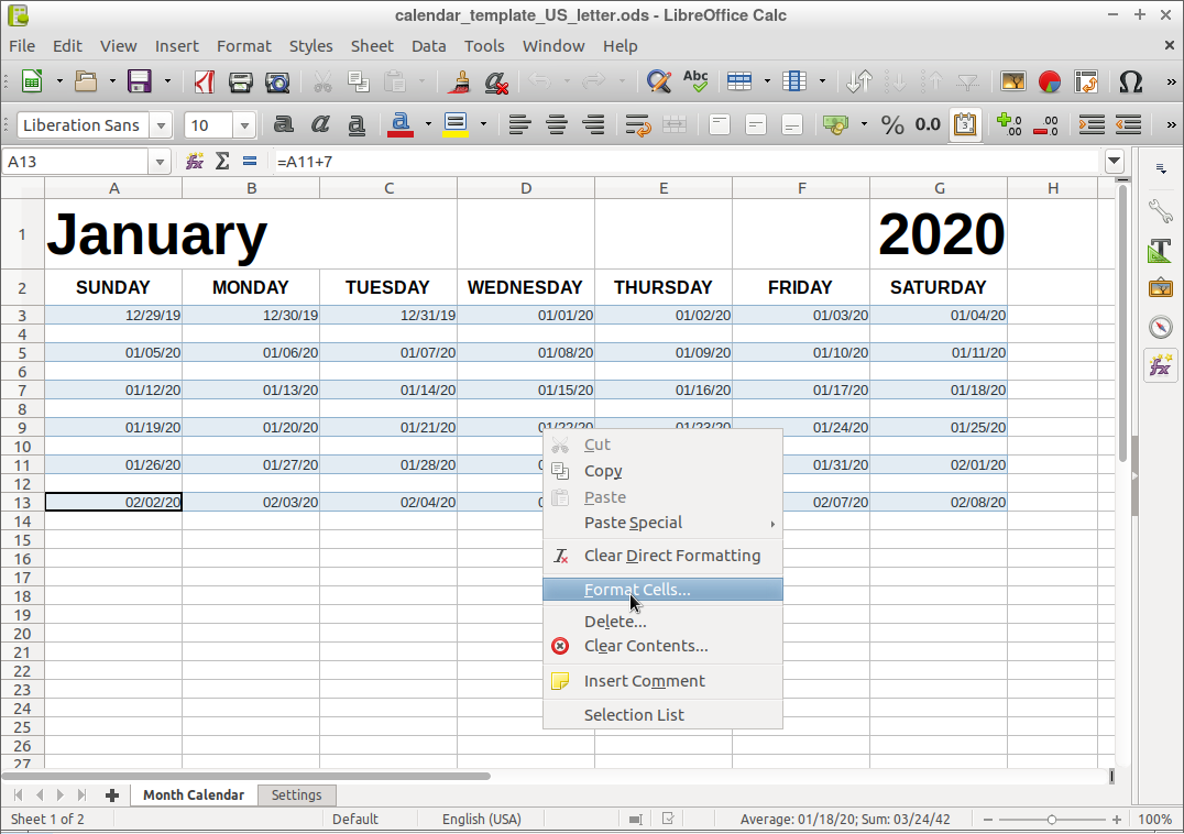 How to Make a Calendar in LibreOffice – Calendar Tricks