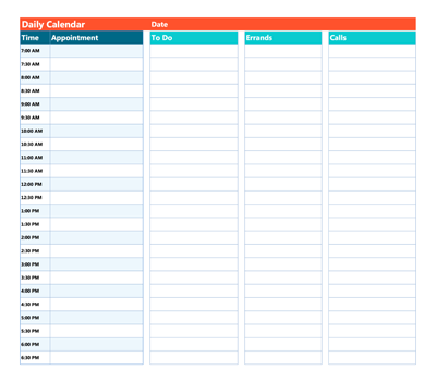 Daily Calendar Templates to Plan Your Day